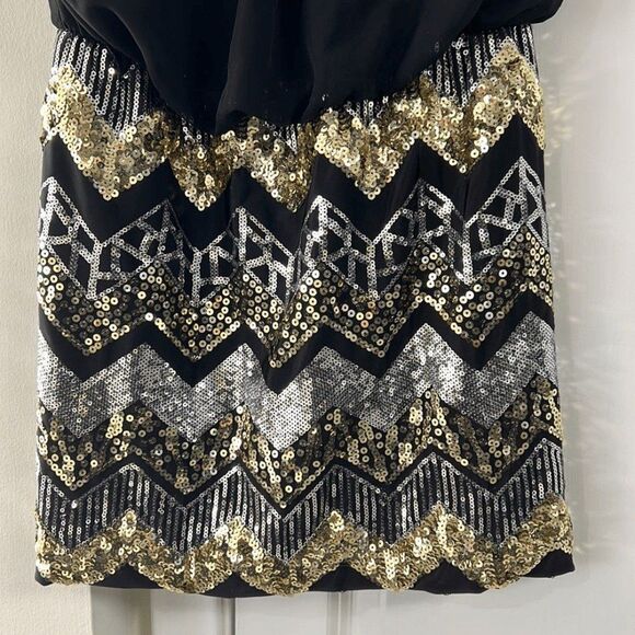 AS U Wish S Black & Gold Cocktail / Event Dress Wedding Evening Party - Picture 2 of 7